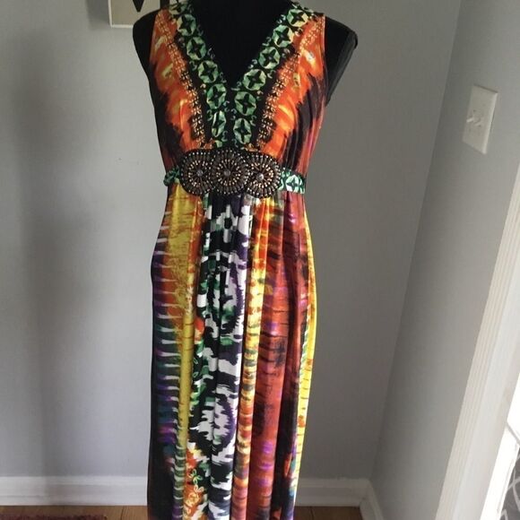 Multicolored Maxi Dress - Size 8 - Picture 2 of 7
